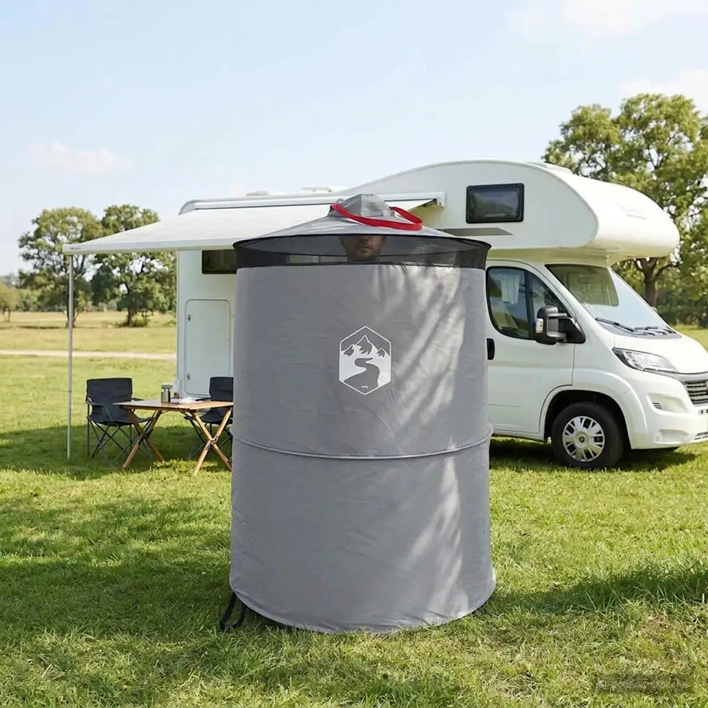 Tenda per toilet pop-up con corda sospesa Grigio e arancione 42017438