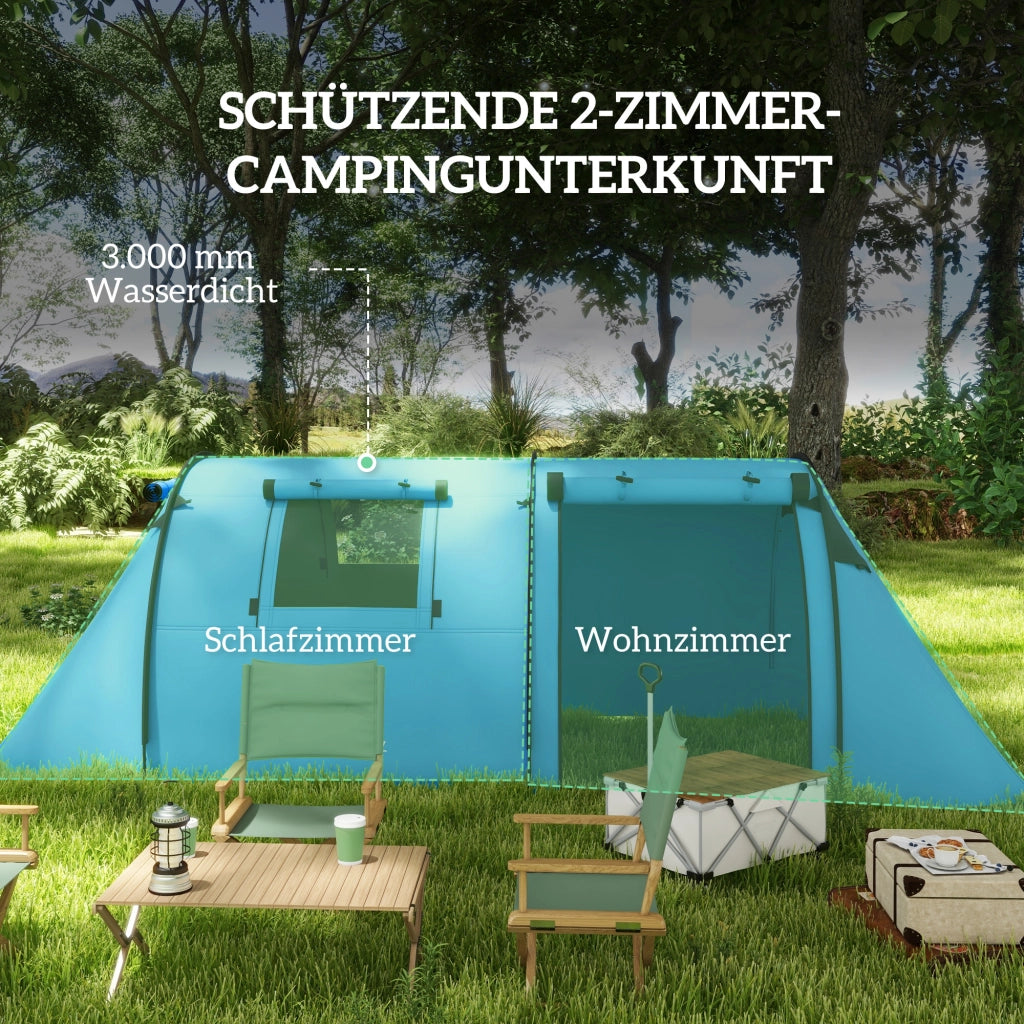 Tenda da campeggio per 3-4 persone ¨C zephmum ¨C Blu, impermeabile 3000mm