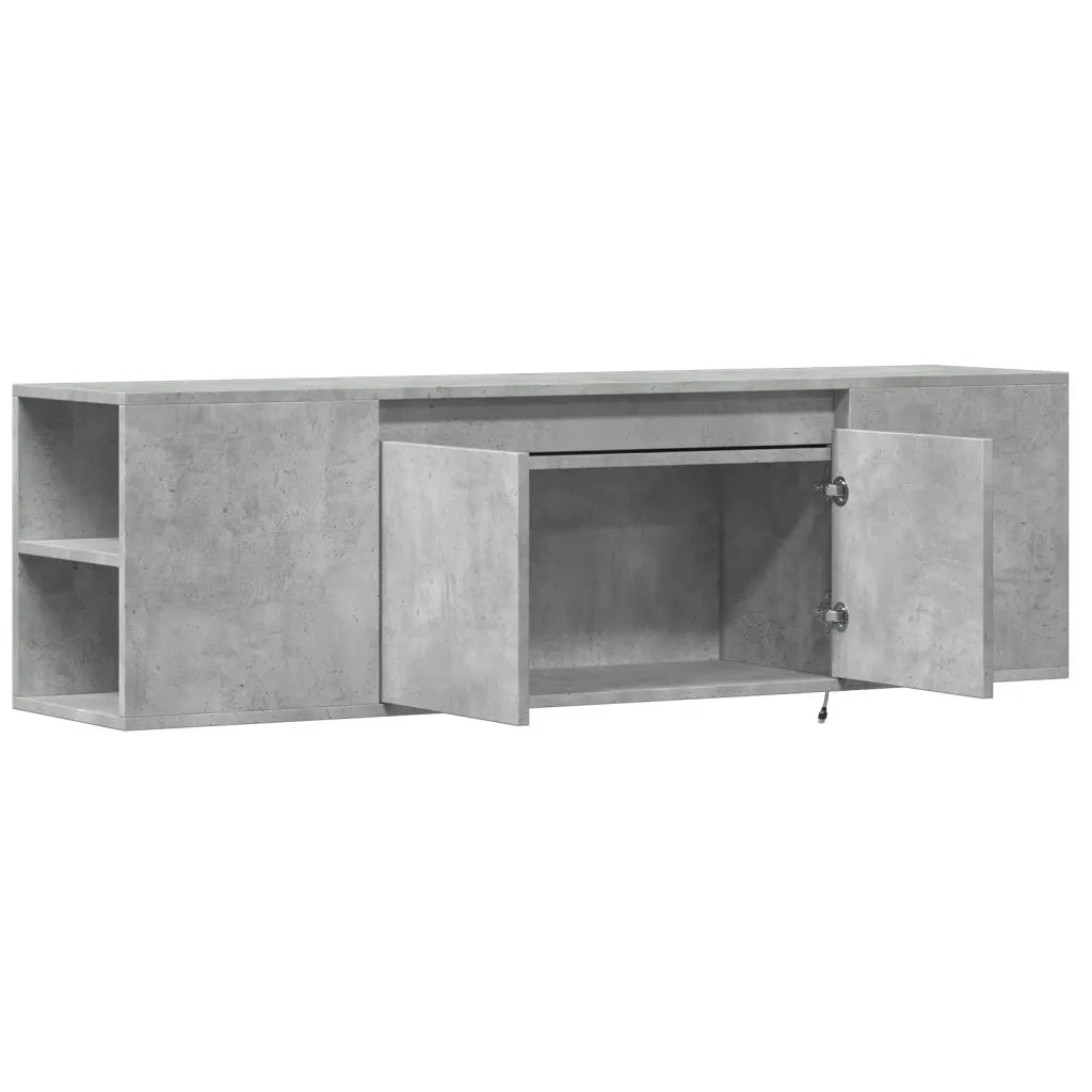 Mobile TV a Parete con Luci LED Grigio Cemento 135x31x39,5 cm
