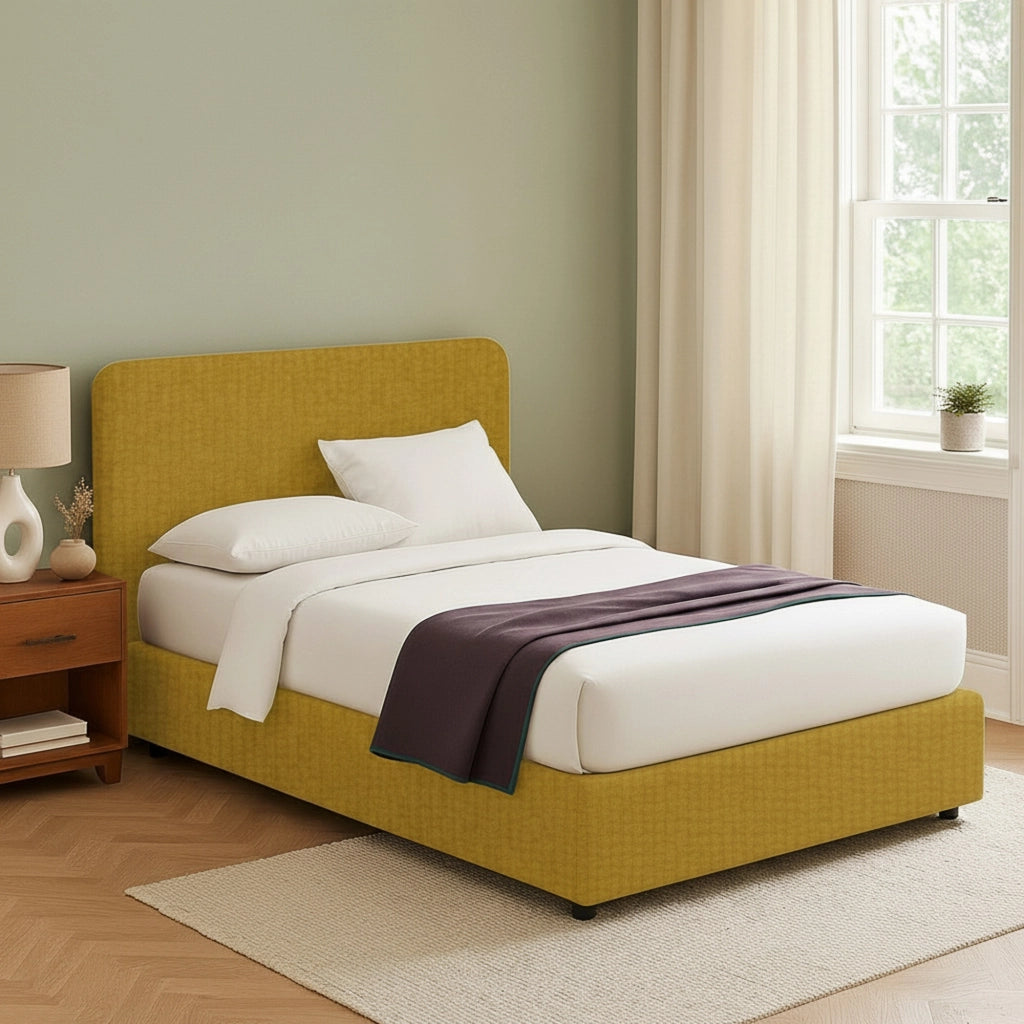 Telford, Letto Piazza e Mezza Sfoderabile Made in Italy, Giallo Ocra