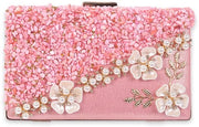 Borsa da Donna con Strass, Fiori, Abito da Sera, Diamante Luccicante, Borsa a Mano, Perla, Piccola Borsa, Borsa da Sposa, Collana, Borsa per la Spalla, Borsa Elegante, Portafoglio, Rosa