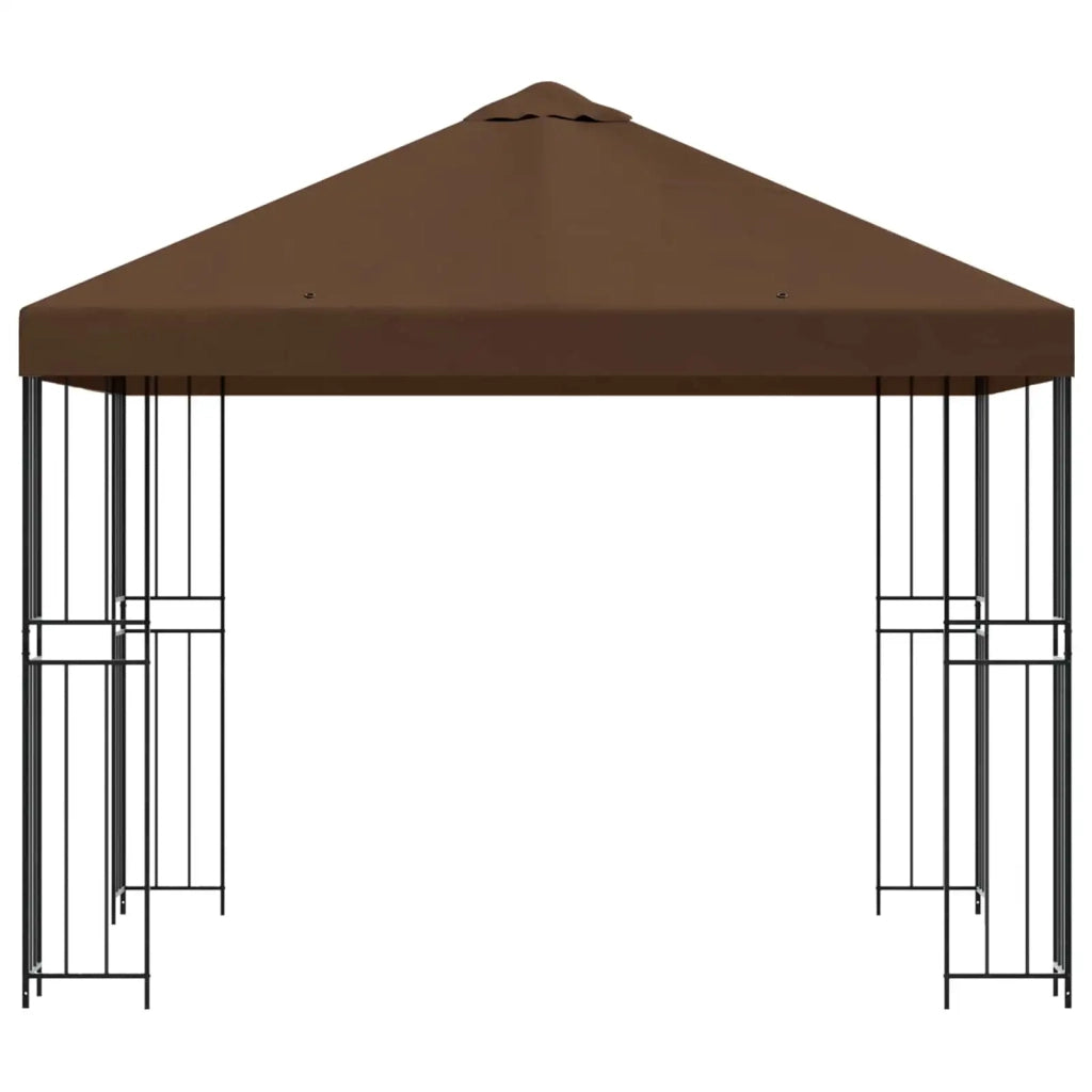 Gazebo 3 x 3 m Marrone Poliestere e Acciaio 190 gsm