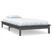 Letto singolo | Letto per adulti | Giroletto Grigio 90x190 cm Single in Legno Massello di Pino