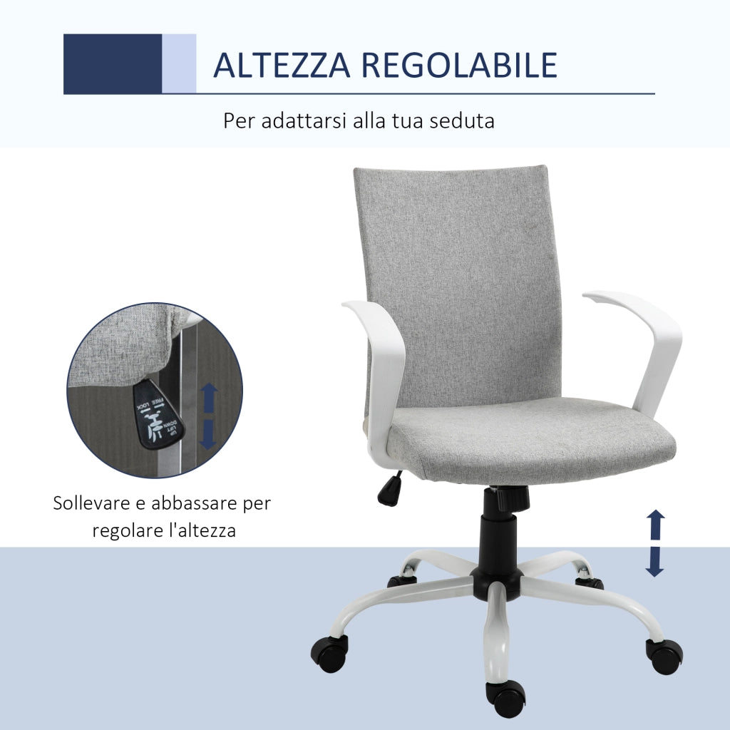 Sedia da Ufficio Girevole Regolabile in Tessuto ¨C zephmum ¨C Grigio Chiaro 61x61x89-99 cm