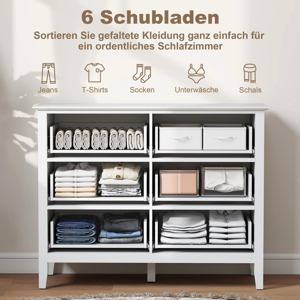 Cassettiera Sideboard con 6 Cassetti ¨C zephmum ¨C 100x40x78 Bianco