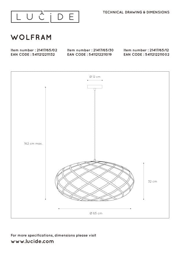 Lampada a sospensione Lucide Wolfram nera metallo Ø65 E27