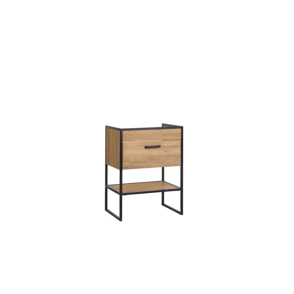 Mobile sottolavabo ONIL – 1 porta – Rovere chiaro e nero – Stile industriale – L60 cm