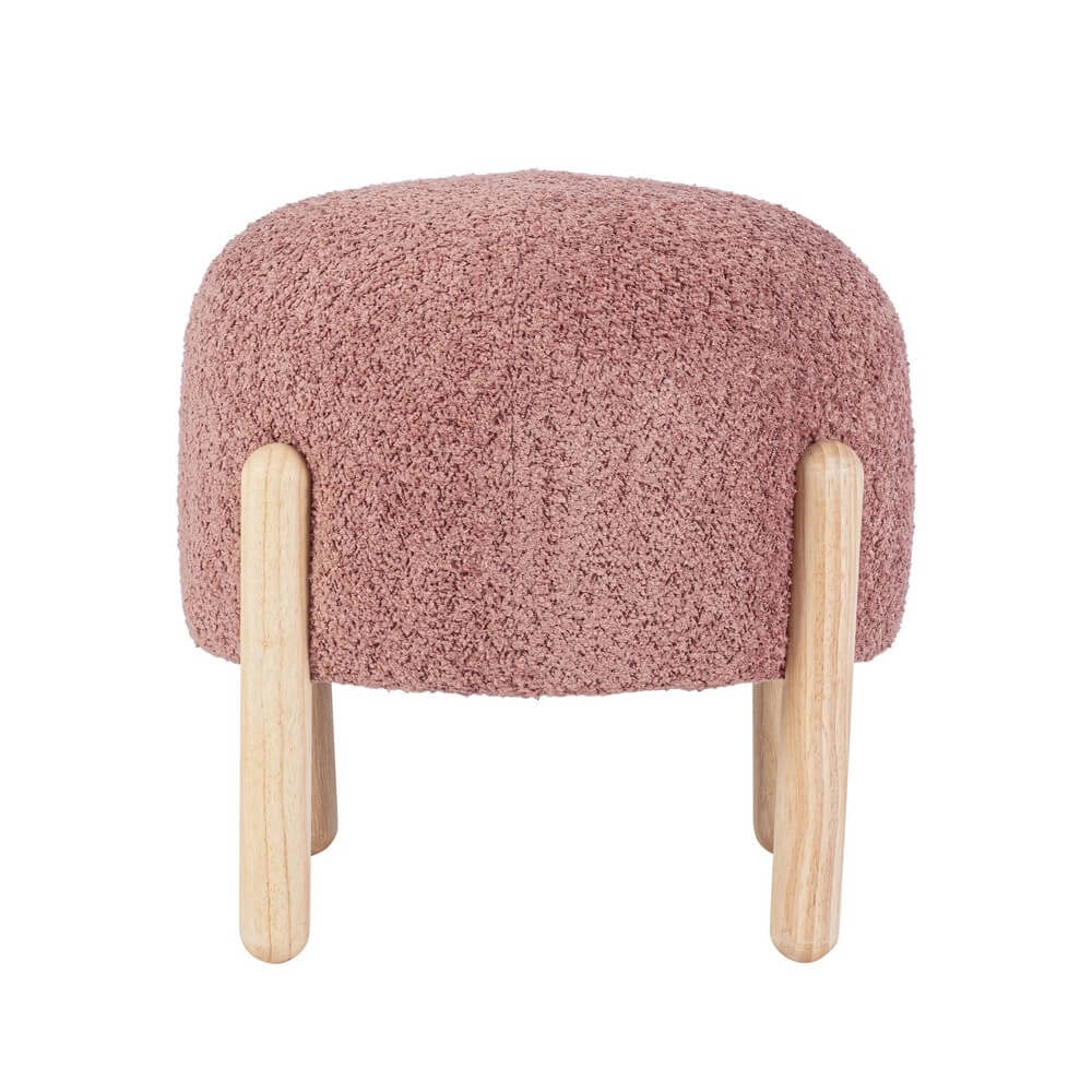 Sgabello imbottito in tessuto bouclé con gambe in legno - SIENNA
