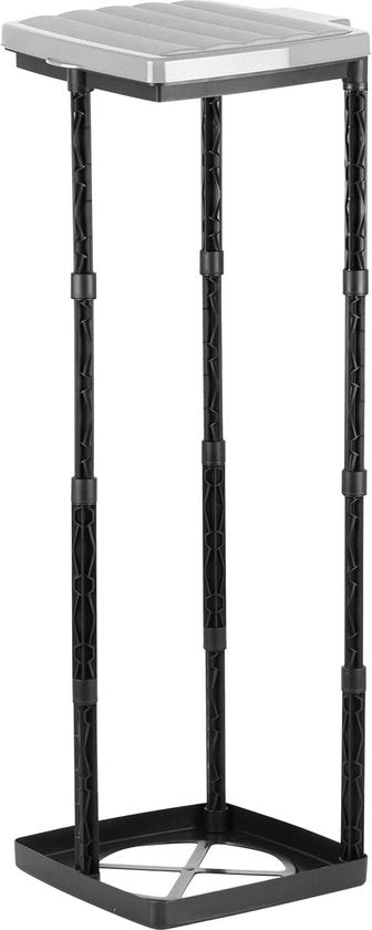 Supporto per sacchi di spazzatura, 1x Stand per sacchi di spazzatura standard con coperchio grigio, sistema di fissaggio regolabile in altezza con chiusura a vite, per sacchi di spazzatura di diverse dimensioni da 25-120 litri.