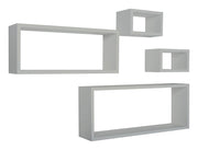 Set 3 Mensole Cubo da Parete Quadrato e Rettangolare in Fibra di Legno Merlino Grigio Sasso