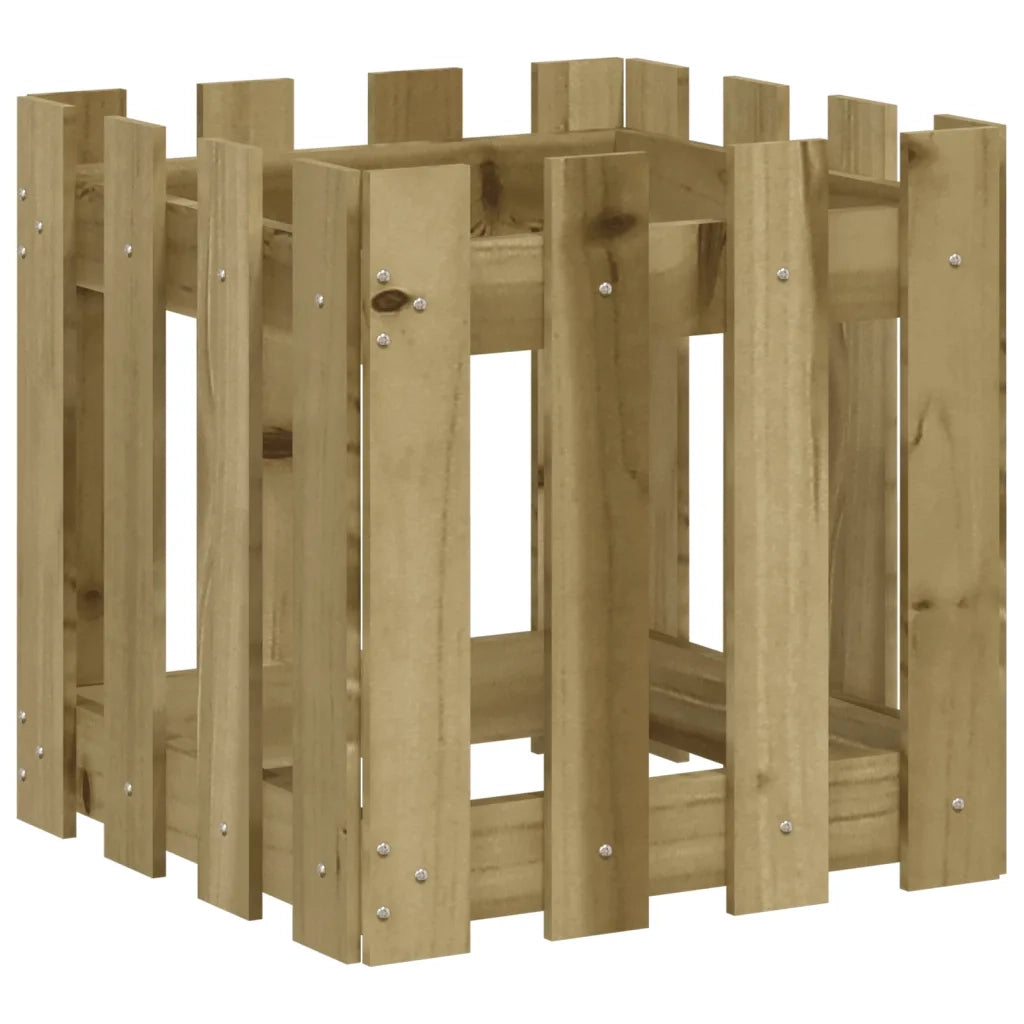 Fioriera | Cassetta per fiori | Vaso Giardino a Recinzione 40x40x40Pino Massello Impregnato