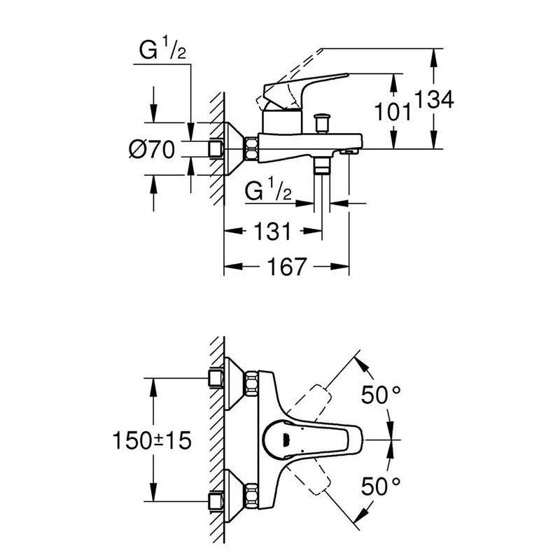Miscelatore monocomando vasca Grohe - Serie Start Flow