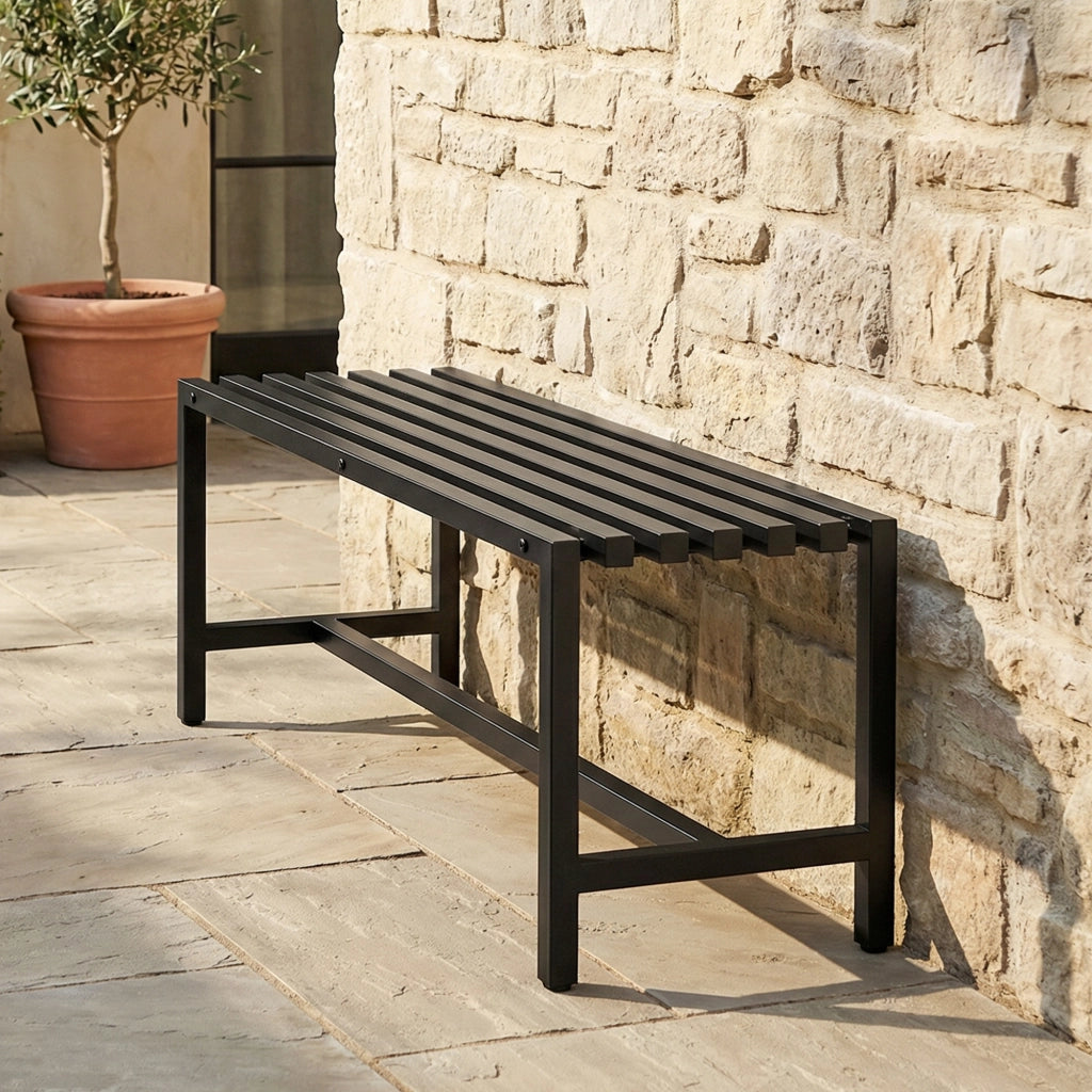 Panchina da Esterno ¨C Zephmum ¨C Nero Polyrattan 120x50x45