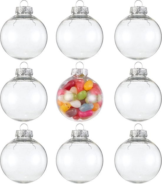 Decorazioni per Natale 15 Sfere trasparenti per riempire e decorare (6cm) - Decorazioni personalizzabili per albero di Natale - Decorazioni DIY per Natale, matrimoni, feste
