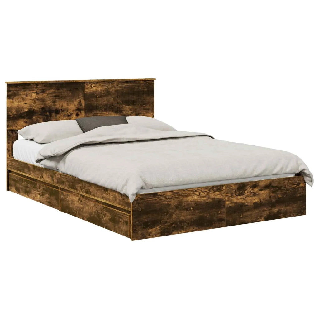 Letto con Contenitore con testiera Rovere fumé 135 x 190 cm 3410809