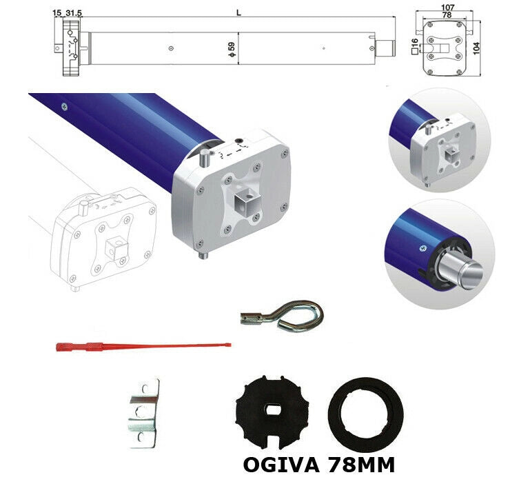 MOTORE AUTOMAZIONE TENDA DA SOLE 220KG 120nm MANOVRA EMERGENZA SBLOCCO MANUALE