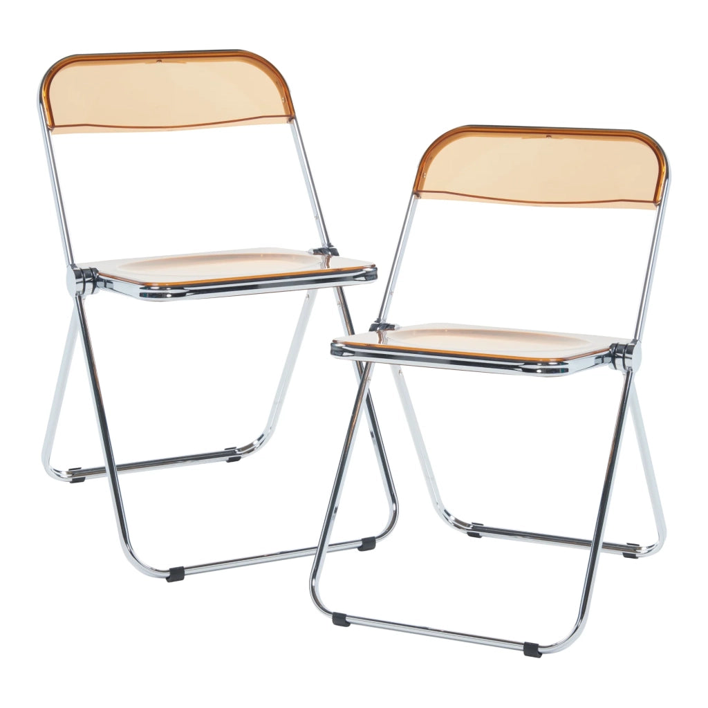 Set di 2 sedie pieghevoli da esterno per giardino campeggio e terrazza 74 x 46 x 47 cm arancione trasparente 03_0009645