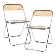 Set di 2 sedie pieghevoli da esterno per giardino campeggio e terrazza 74 x 46 x 47 cm arancione trasparente 03_0009645
