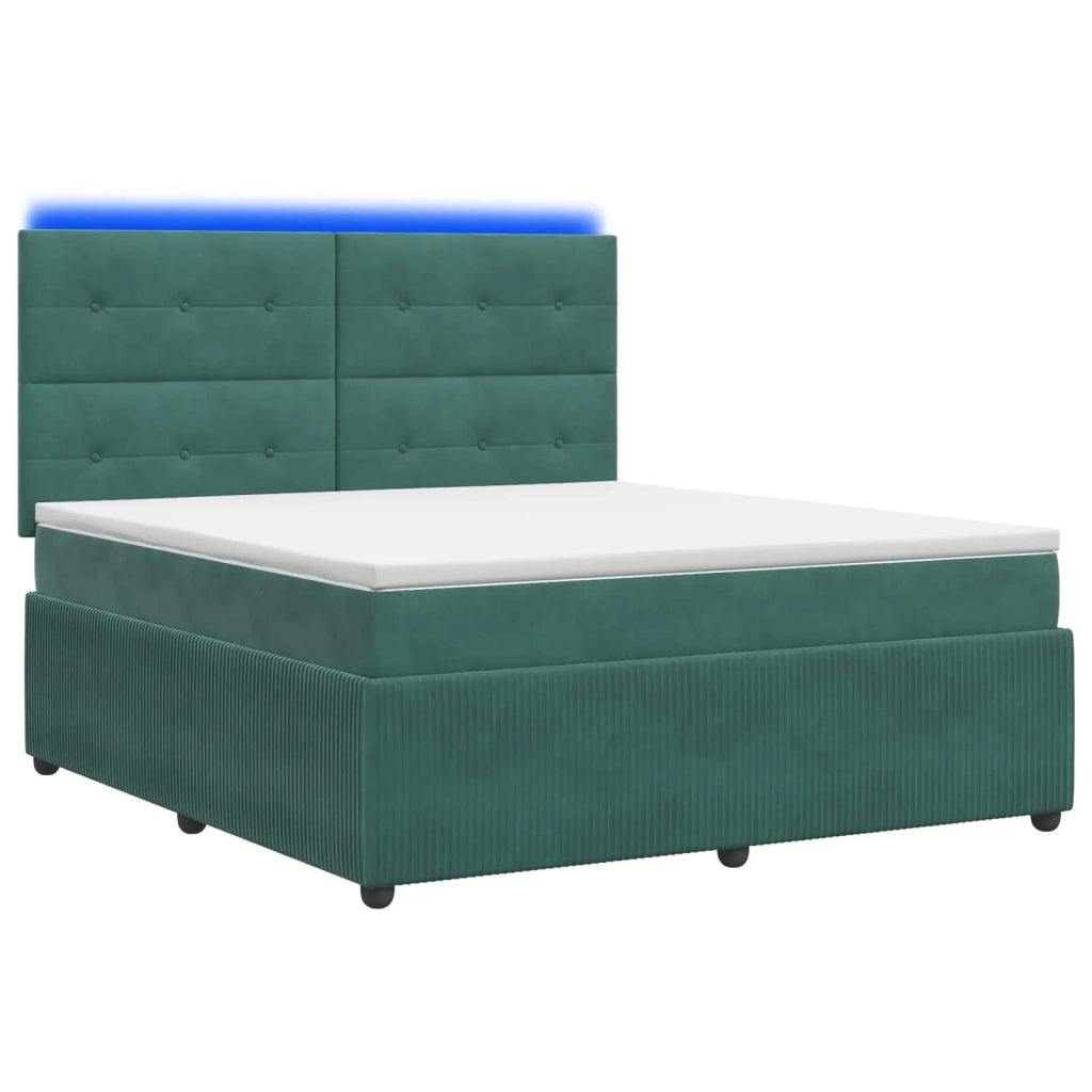 Letto Box Spring LED con Materasso Verde Scuro 160 x 200 cm 3456104