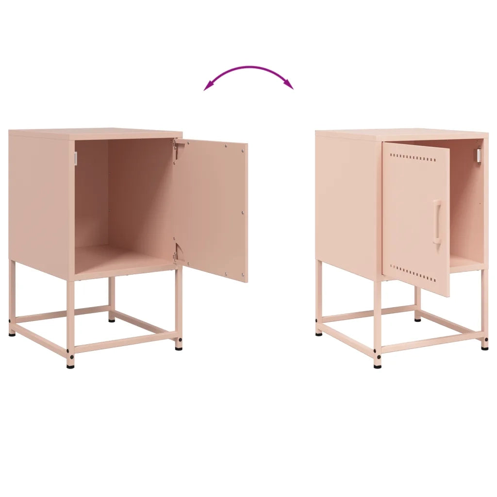 Comodini 2 pz-Set di 2 Tavolino da notte Rosa 36x39x60,5 cm in Acciaio 738688