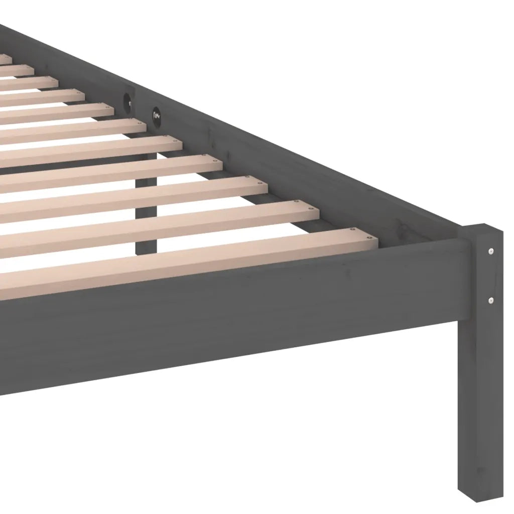 Giroletto-Struttura Letto in Legno Massello di Pino 200x200 cm Grigio 956801