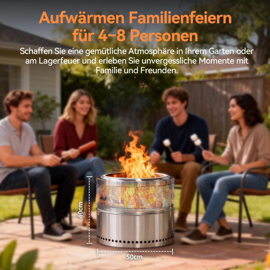 BRACIERE SENZA FUMO 54x54x28 cm Acciaio inox Silver