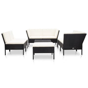 Set Divani da Giardino 8 pz con Cuscini in Polyrattan Nero 48952