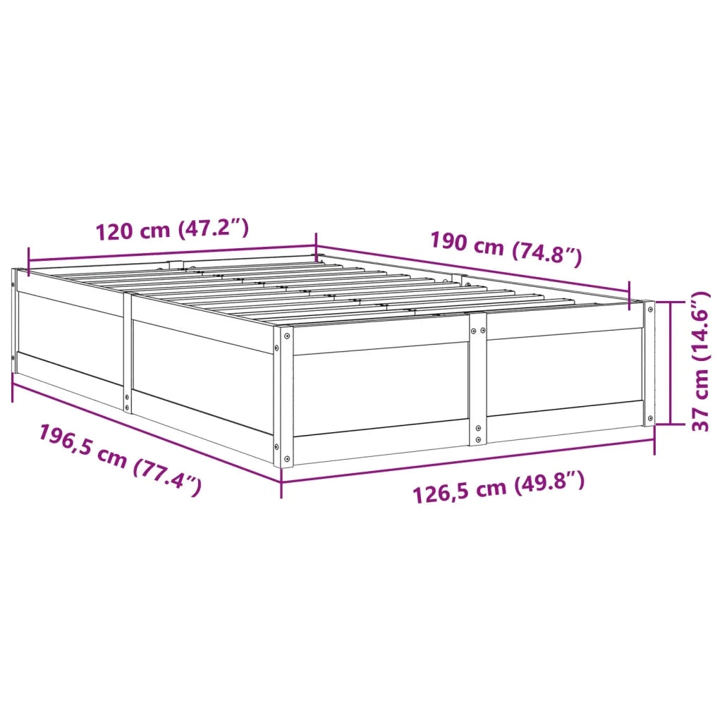 Letto senza Materasso-Struttura Letto Marrone Cera 120x190 cm in Legno di Pino 971573