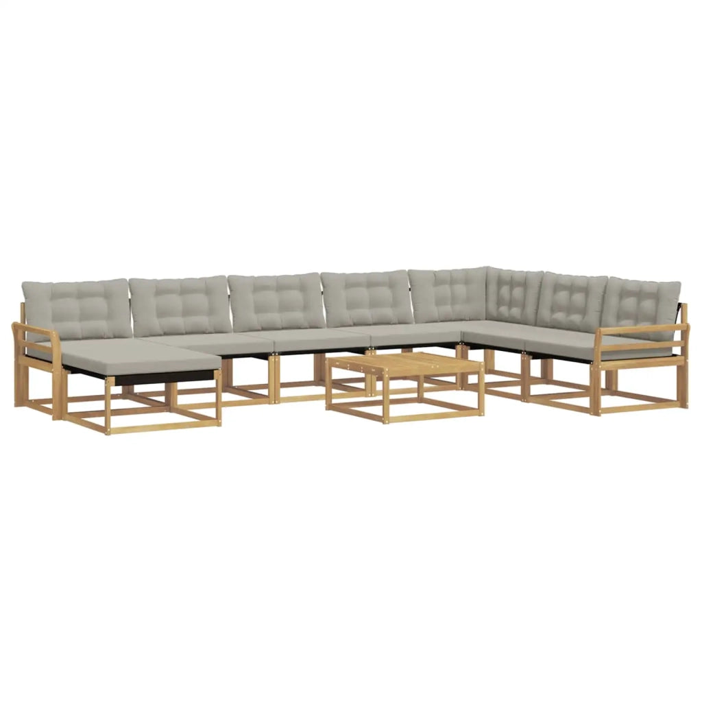 Set di divani da esterno 9 pcs Bianco e Grigio Chiaro
