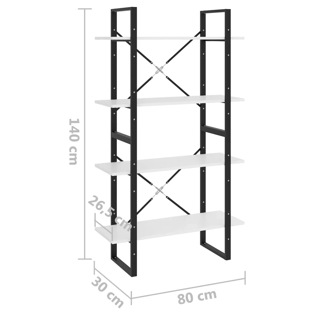 Libreria a 4 Ripiani Bianca 80x30x140 cm in Truciolato cod mxl 20871