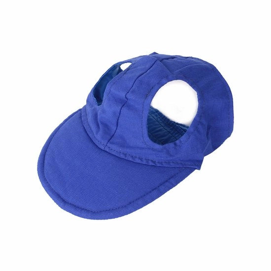 Cappello per cani da baseball, lenti estive per cani con orecchini per cani con misura del cranio 32-45 cm - blu