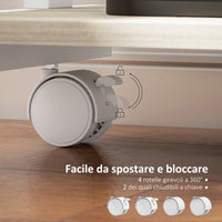 Scrivania Moderna Salvaspazio 56x51x79 cm con Cassetto Scorrevole e Ruote in Legno Ingegnerizzato e Metallo Bianco e