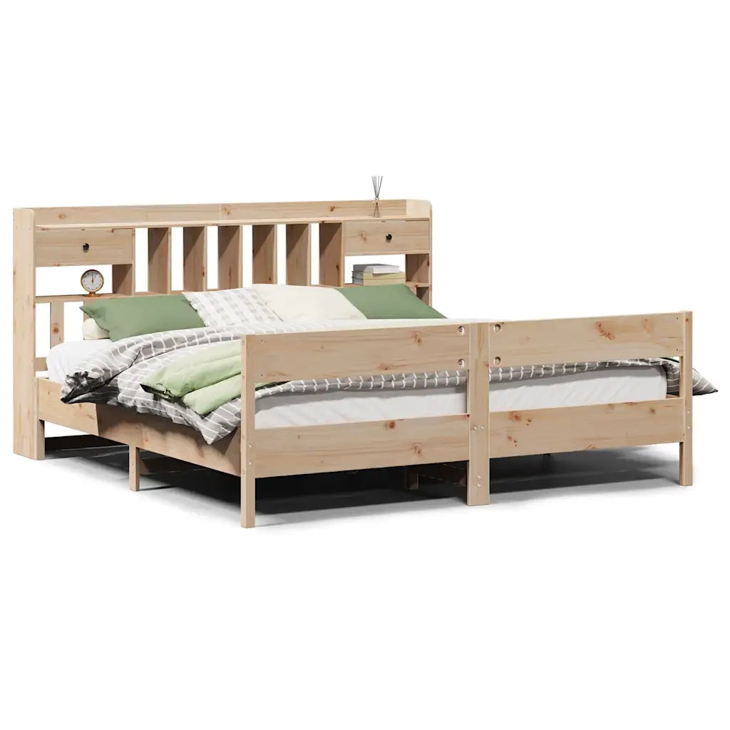Letto matrimoniale | Letto per adulti | Letto Libreria senza Materasso 180x200 cm in Legno di Pino