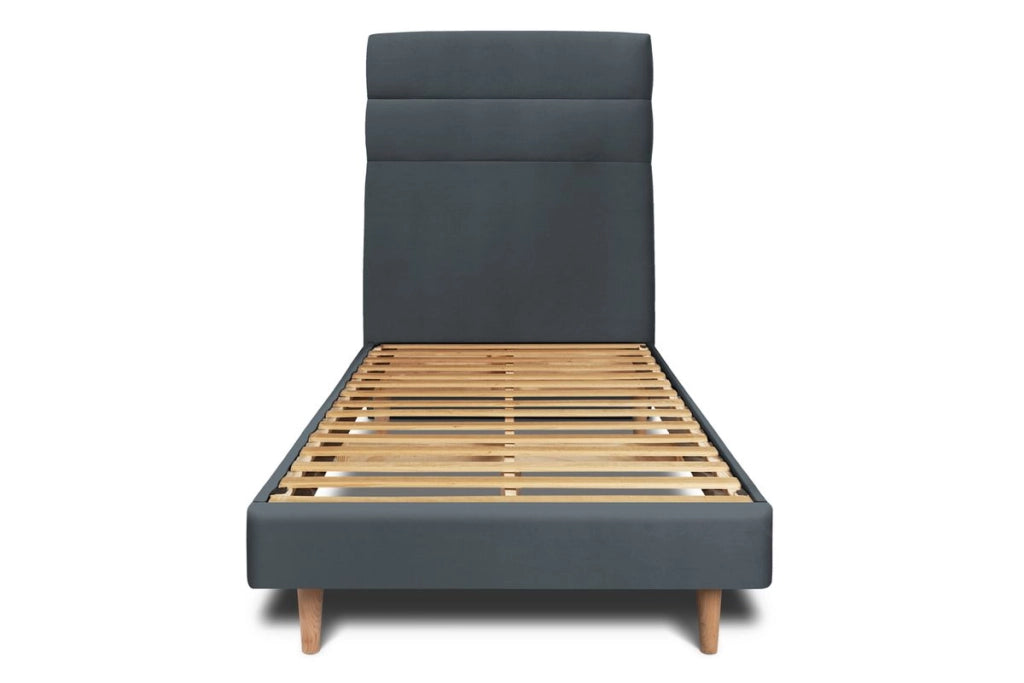 Letto 90x190 cm con testiera in linea - Tessuto velluto