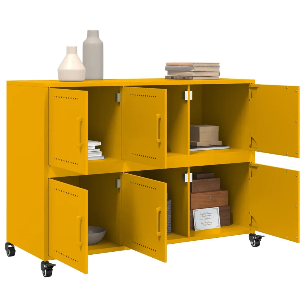 Credenza Giallo Senape 100,5x39x72 cm Acciaio Laminato a Freddo