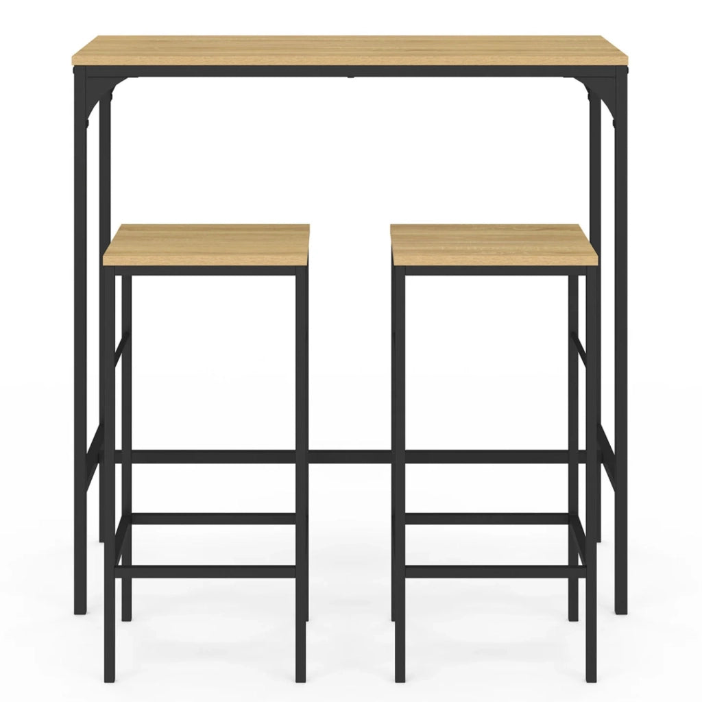 IDMarket - Tavolo alto da bar DETROIT e 2 sgabelli di design industriale