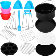 Accessori per Frittatore ad Aria 8 Pollici - Kit di Ricambio per la maggior parte dei marchi - 12 pezzi inclusi: Pad per Torta - Pad per Pizza - Pad per Cupcake - Compreso 100 Coprisfoglia per Frittatore ad Aria