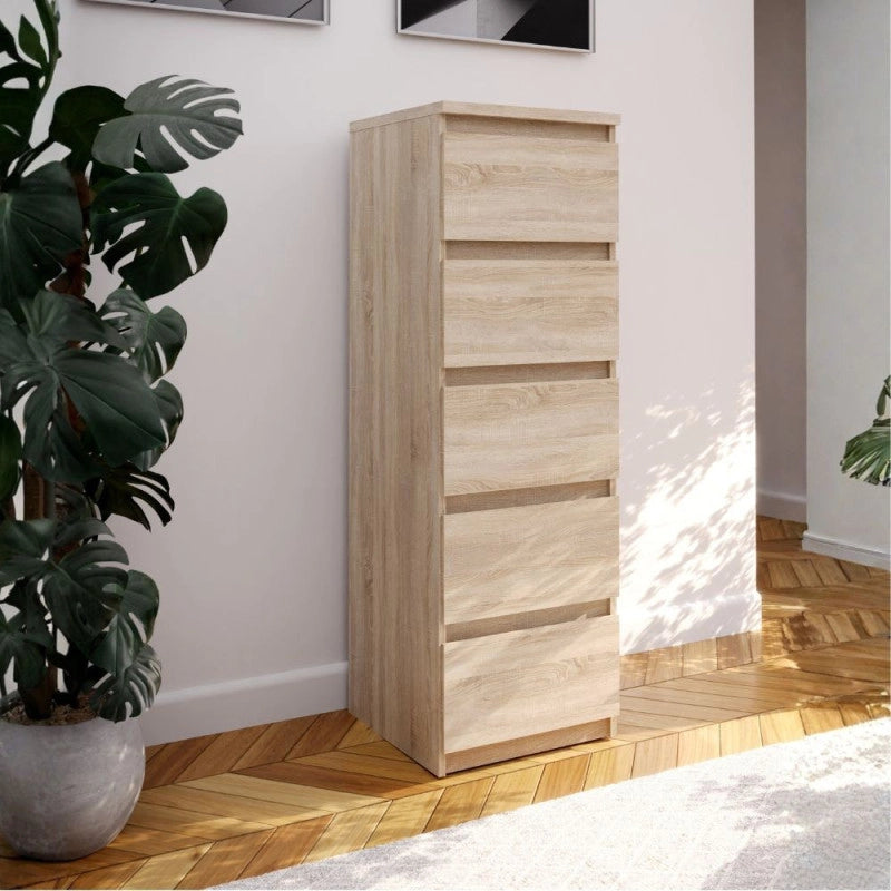 Cassettiera Morgan 5 cassetti 41.8 x 42.2 x H 128 cm. colore rovere
