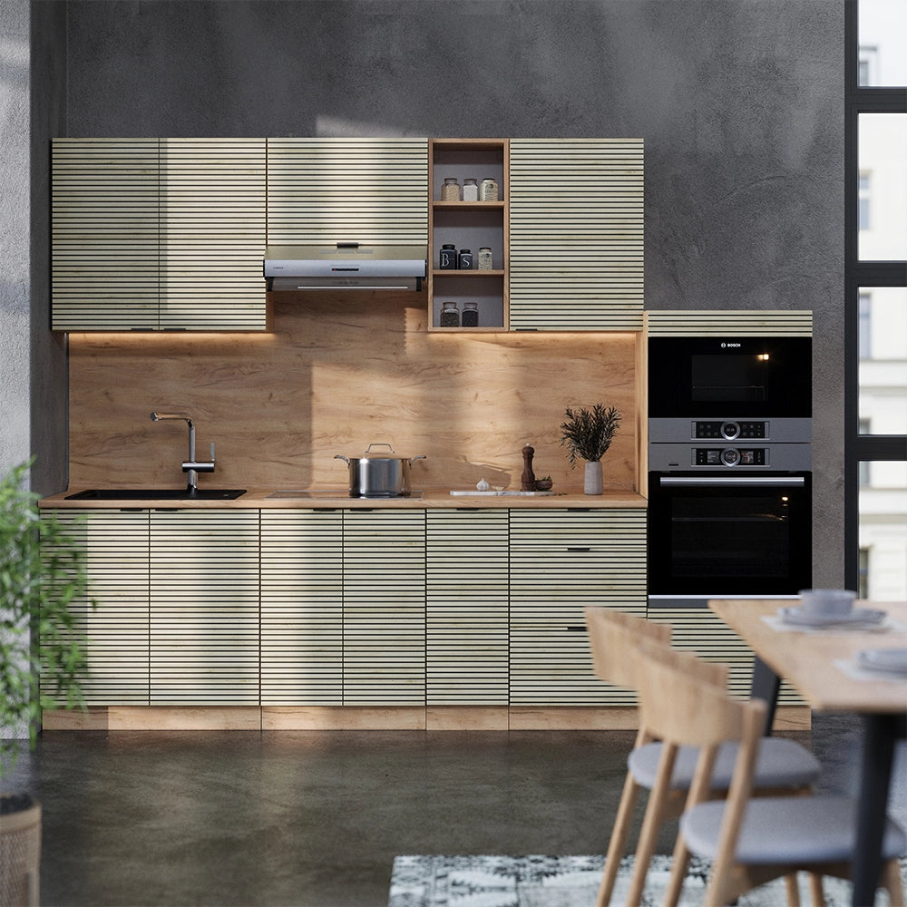 Cucina componibile Fame-Line Pannello in quercia/Rovere dorato 280 cm, PL Antracite Vicco