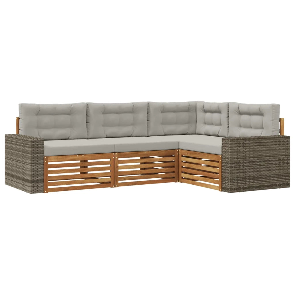 Set di divani da esterno 4 pz Naturale e Grigio Chiaro 3383309