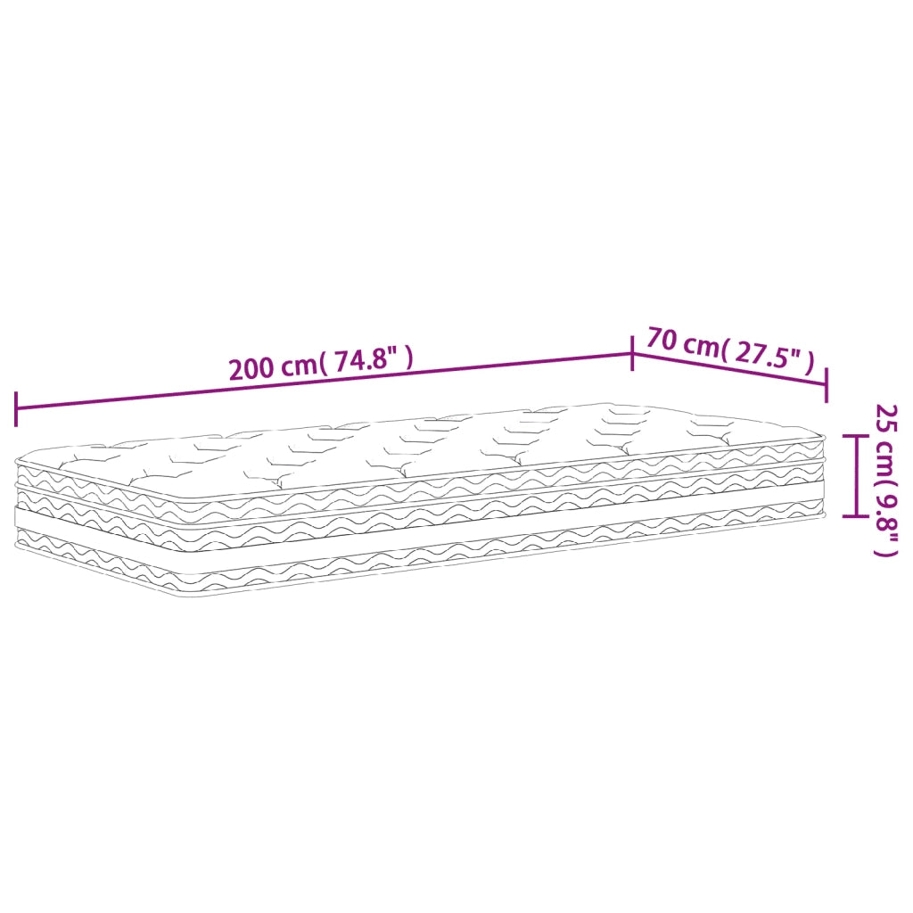 Materasso a Molle Insacchettate-Materasso per letto Medio 70x200 cm 891059