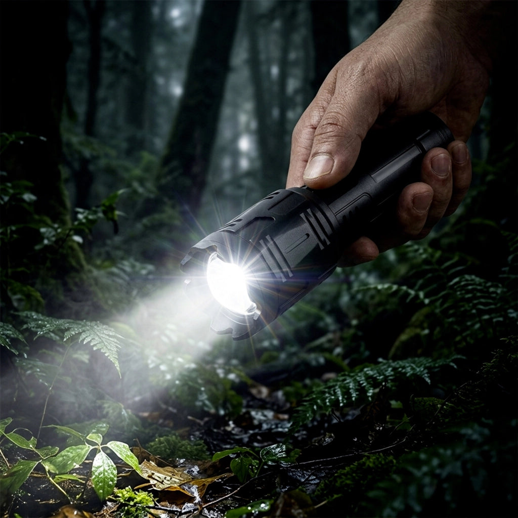 Torcia LED ricaricabile da 15 W con 3 modalità di illuminazione Nero Avizar
