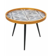 TAVOLINO TONDO IN LEGNO LACCATO 60 X 45 CM GREY FLOWER