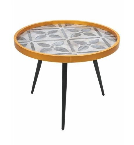 TAVOLINO TONDO IN LEGNO LACCATO 60 X 45 CM GREY FLOWER