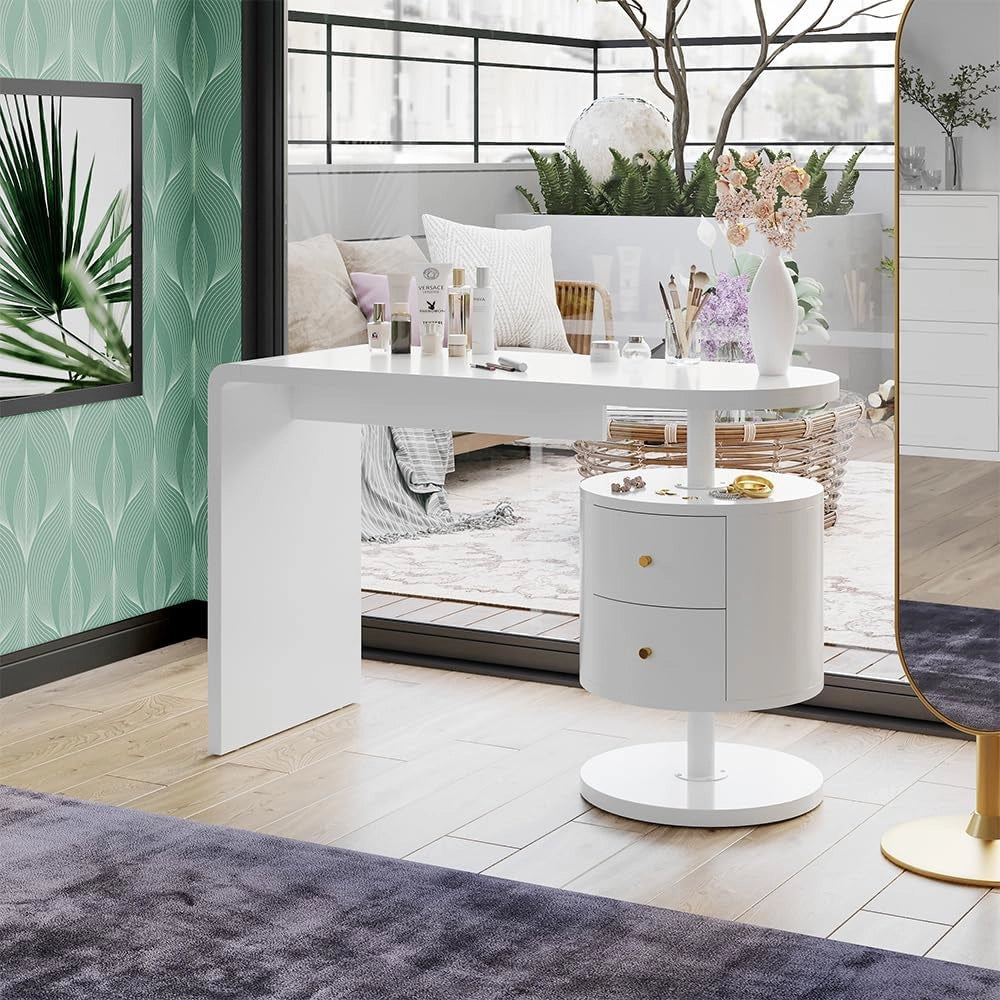 Vicco Tavolo da toeletta Lara, Bianco, 120 cm con 2 cassetti, Ampia superficie del tavolo per trucco, gioielli e accessori per lo styling