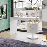 Vicco Tavolo da toeletta Lara, Bianco, 120 cm con 2 cassetti, Ampia superficie del tavolo per trucco, gioielli e accessori per lo styling
