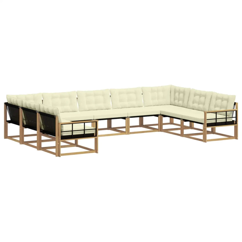 Set di divani da esterno con cuscino 9 pcs Bianco e Crema