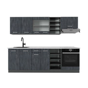 Cucina componibile R-Line Calce nera/Antracite 240 cm PL Marmo Vicco