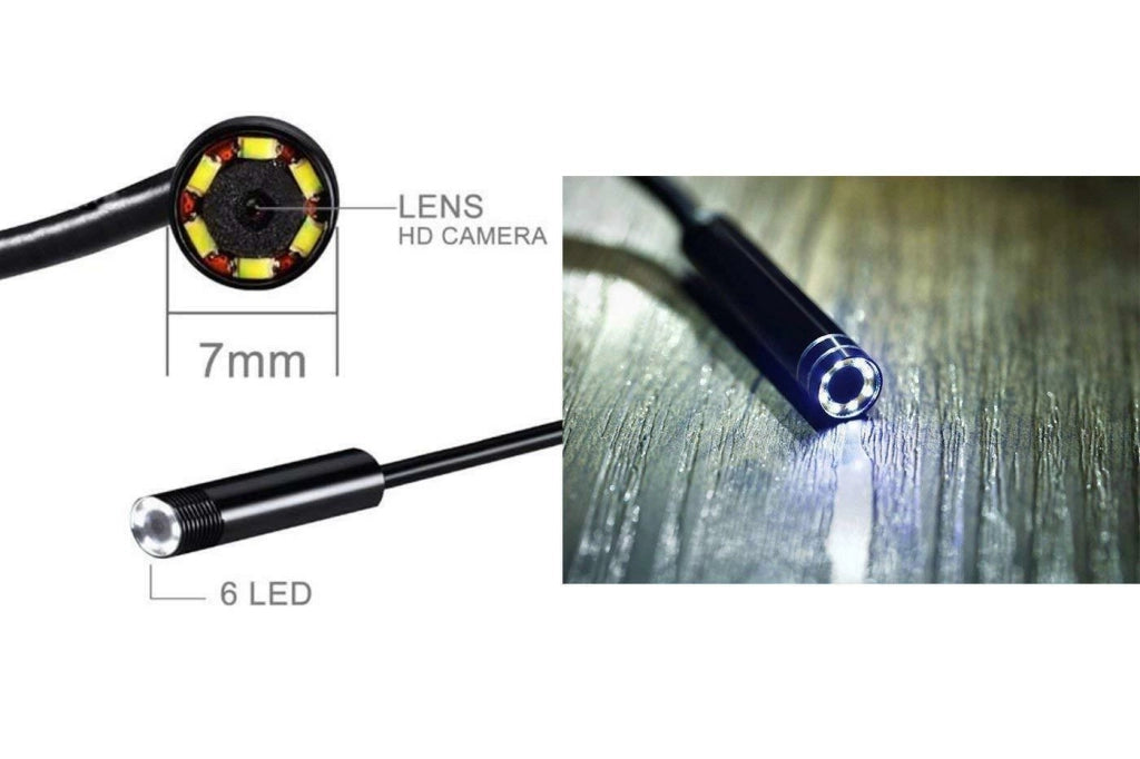 TELECAMERA ENDOSCOPICA 6 LED TUBO FLESSIBILE USB 3 MT IMPERMEABILE ISPEZIONE