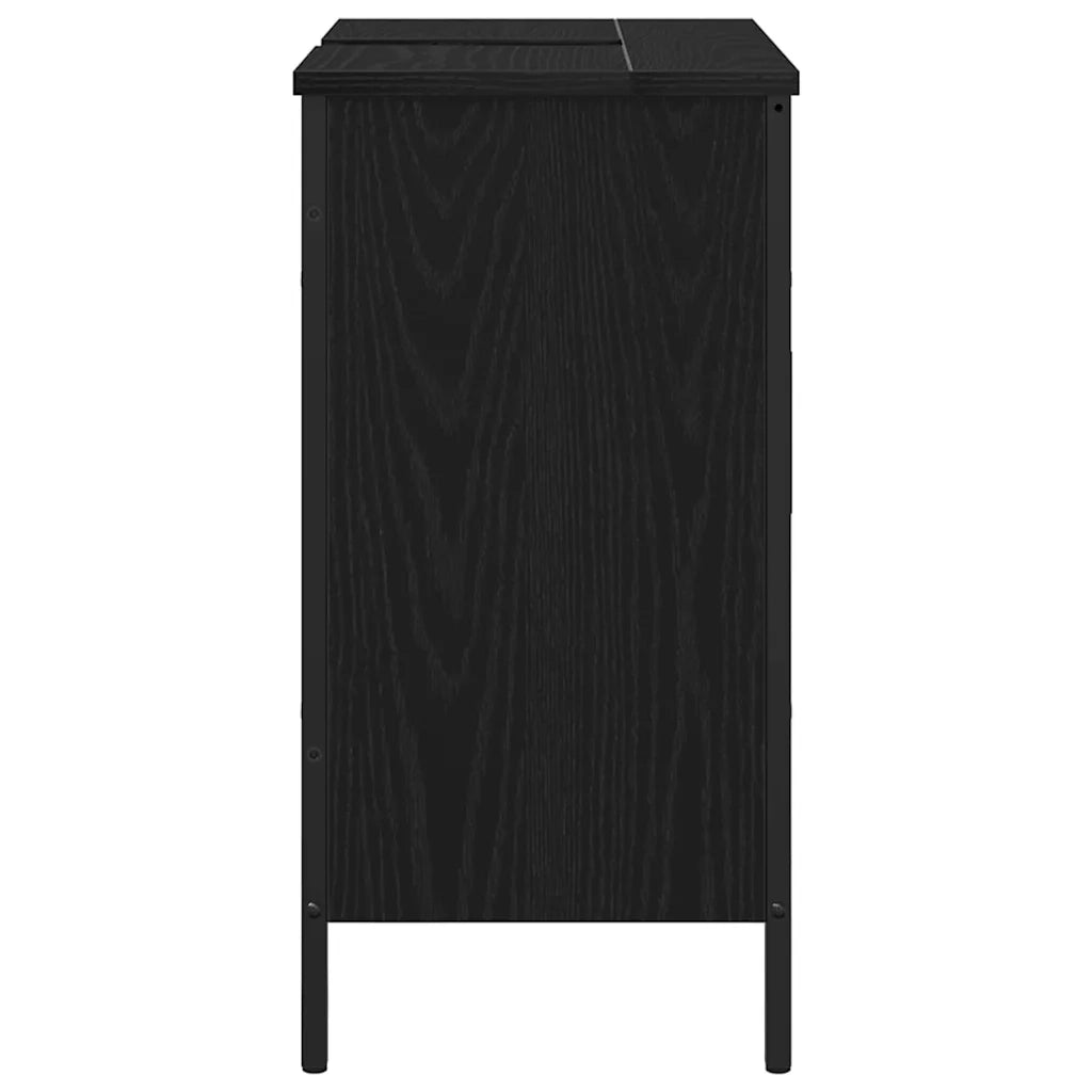 Armadio per Lavabo da Bagno-Armadietto da bagno-Mobiletto da bagno Rovere Nero 60 x 30 x 60 cm 277144